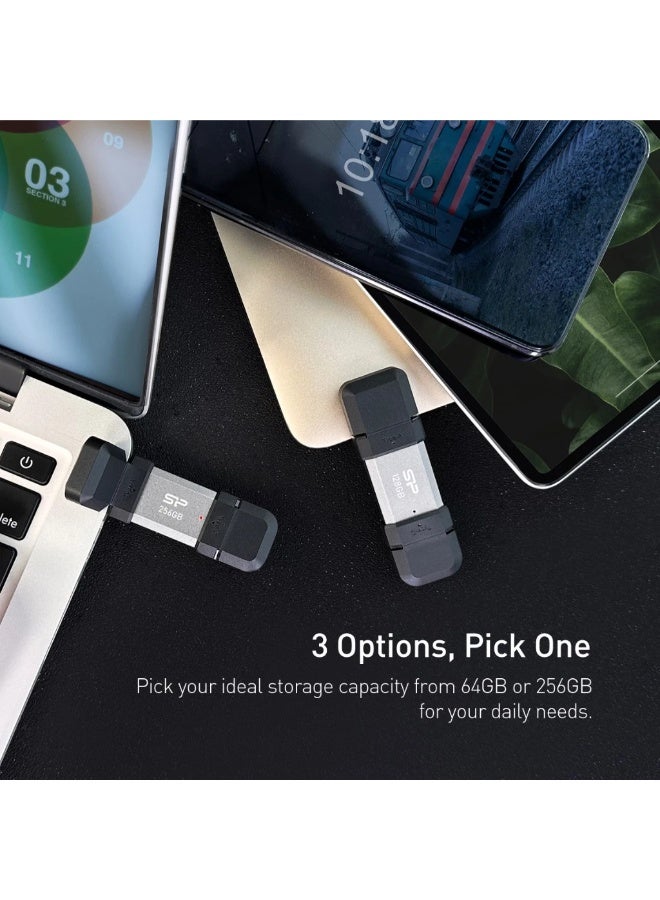 Silicon Power Mobile C51 DUAL USB Drive Type-A Type-C 3.2 Gen1 PC, Mac, iPhone (256GB) - Image 3